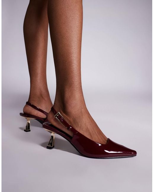 SIMMI Brown Simmi London June Pointed Slingback Kitten Heels