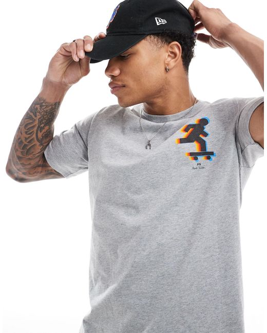 T-shirt avec imprimé skateboard à l'avant et au dos PS by Paul Smith pour homme en coloris Gray