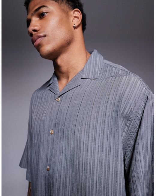 Chemise texturée oversize coupe carrée à manches longues ASOS pour homme en coloris Gray