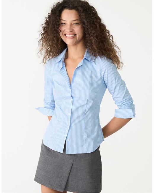 Stradivarius Blue Striped Fitted Shirt