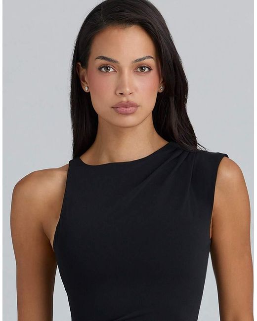 House Of Cb Blue Keoni Asymmetric Draped Maxi Dress
