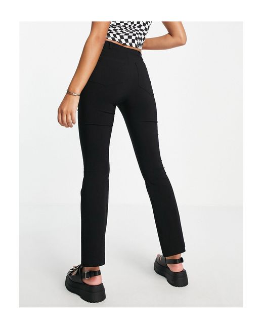 TOPSHOP Synthetic Highwaisted Bengaline Flared Trouser in Black | Lyst