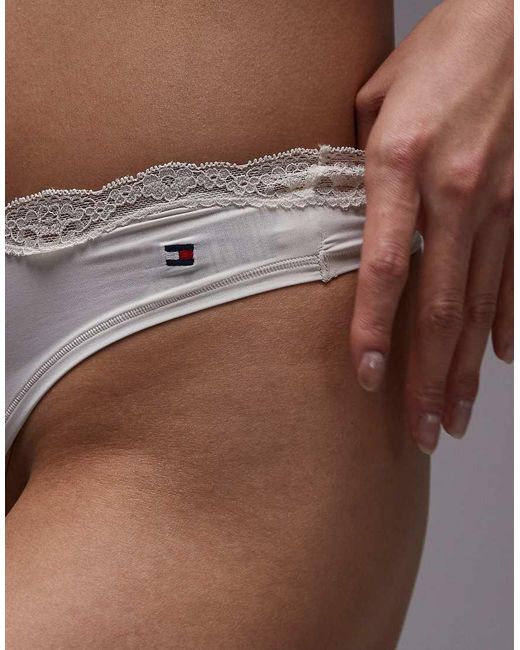 Tommy Hilfiger Gray Microfibre Lace Thong