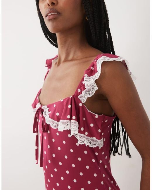 Miss Selfridge Red Flutter Strap Cami Maxi Dress