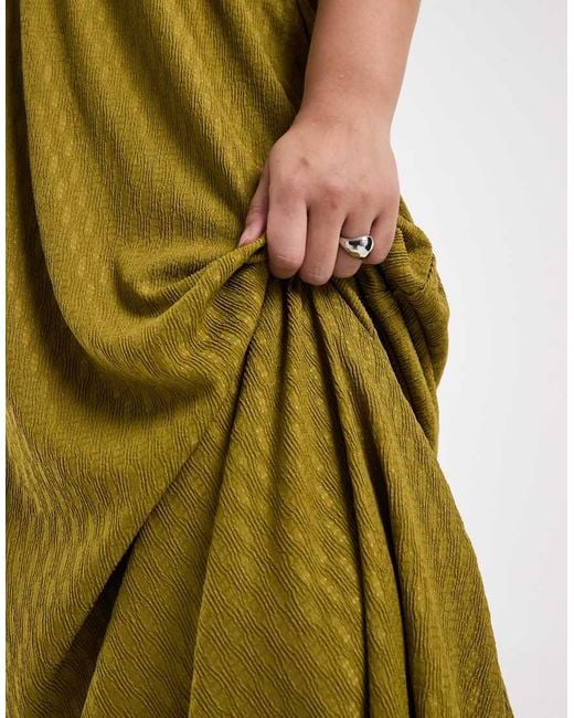 Brave Soul Green Brave Soul Curve Textured Jersey Dress With Shirred Bodice