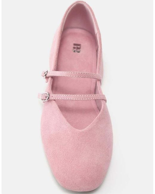 Pull&Bear Pink Leather Strap Ballerinas