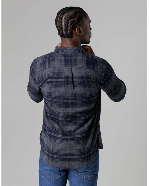French Connection Gray Cotton Flannel Long Sleeve Shirt for men