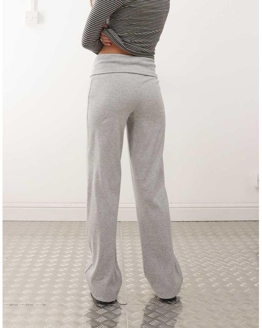 Collusion Gray Foldover Waist Ribbed Flare Yoga Pant
