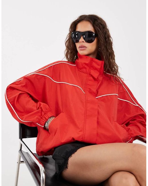 ASOS Red Techy Funnel Neck Windbreaker Jacket
