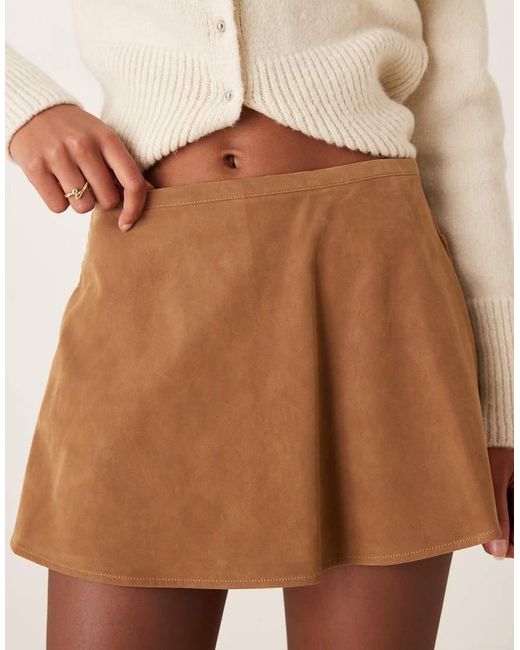 Free People Natural Paradise Found Faux Suede Skort