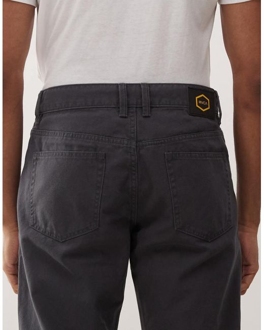 RVCA Black Dayshift 5 Pocket Canvas Trousers for men