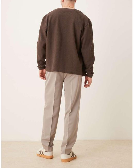 ASOS Nette Oversized Broek Met Toelopende Pijpen En Plooien in het Natural voor heren
