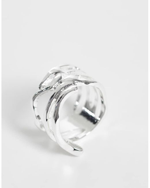 Reclaimed Vintage White Unisex Molten Metal Rings 2 Pack