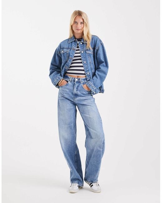ASOS Blue Asos Design Tall High Waisted Barrel Leg Jeans
