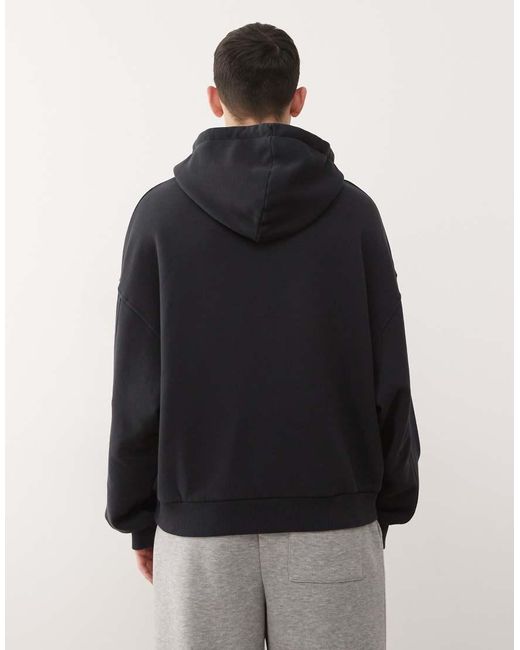 Collusion Blue Boxy Hoodie With Drawstring And Appliqué Logo for men