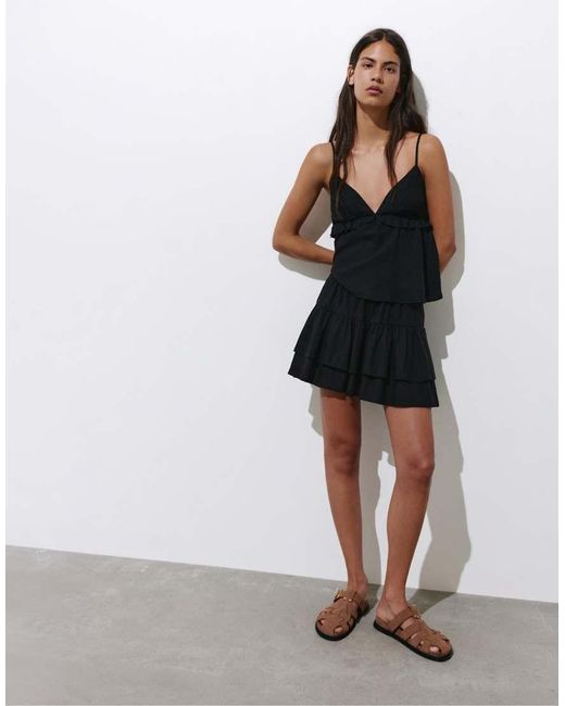 Minigonna Con Volant di Pull&Bear in Black