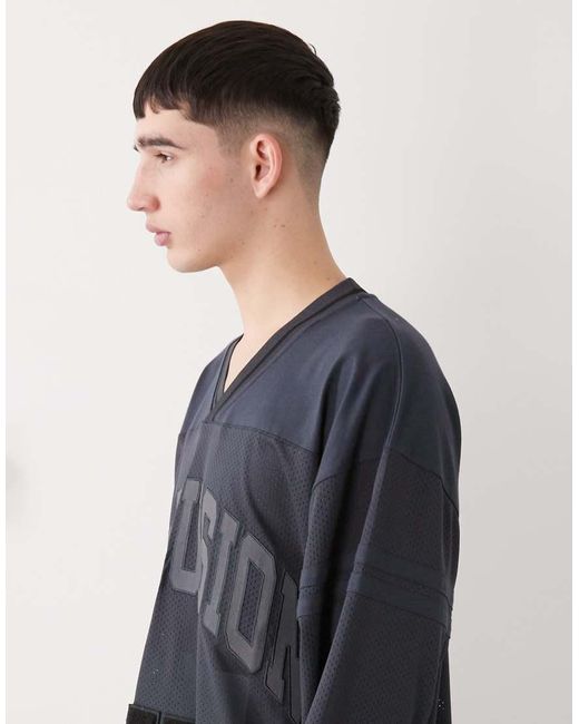 Camiseta Negra De Manga Larga De Estilo Deportivo De Collusion de hombre de color Black