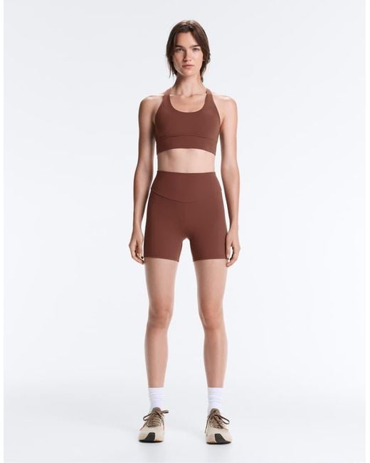 Oysho Brown Comfortlux High-Rise 10Cm Hot Pants