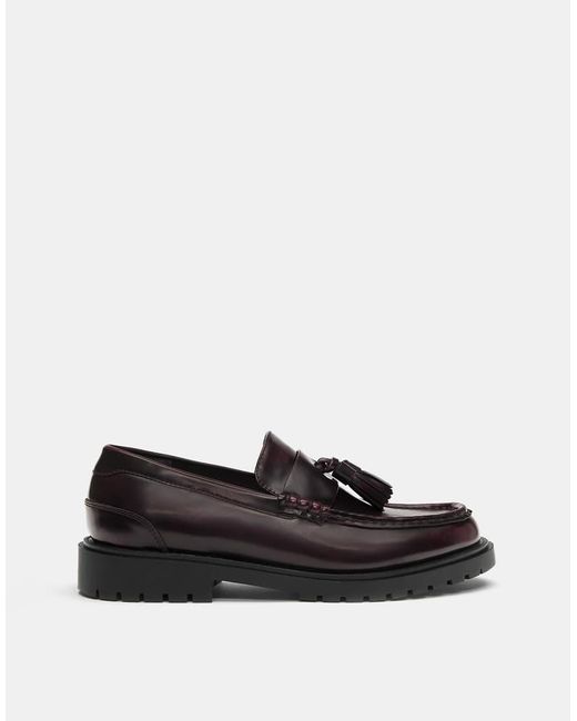 Pull&Bear Black Chunky Loafers With Tassels for men
