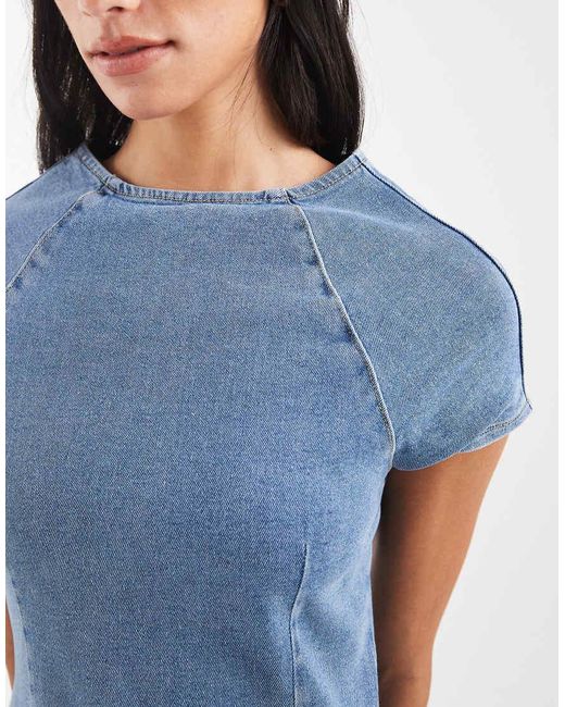 ASOS Blue Bodycon Raglan Sleeve Denim Mini Dress