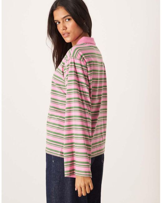 Aware Pink Long Sleeve Polo Top