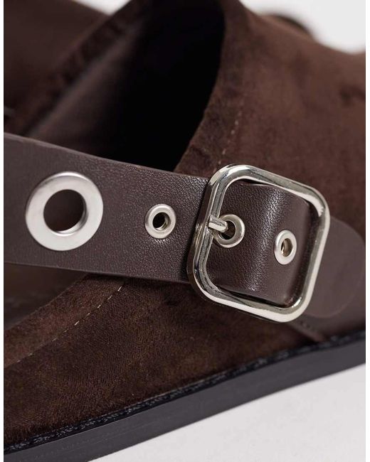 ASOS Brown Mina Grommet Detailing Flat Mules