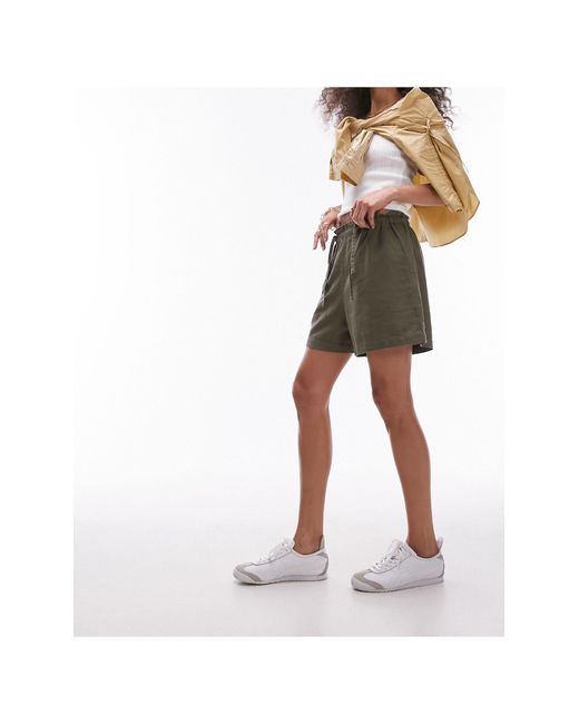TOPSHOP Green – leinen-shorts