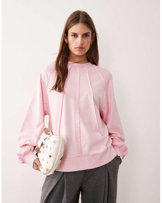 ASOS Pink Seamed Sweatshirt With Panel Detail