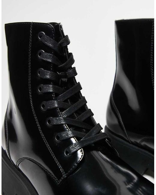 ASOS Black Chunky Lace Up Boot for men