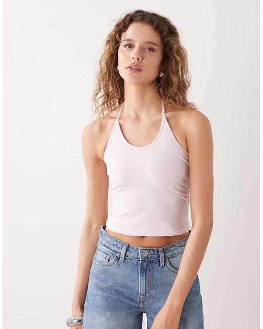 Weekday White Scoop Halter Neck Vest Top