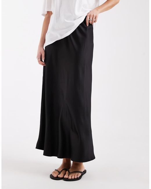 Vero Moda White Satin Bias Midi Skirt