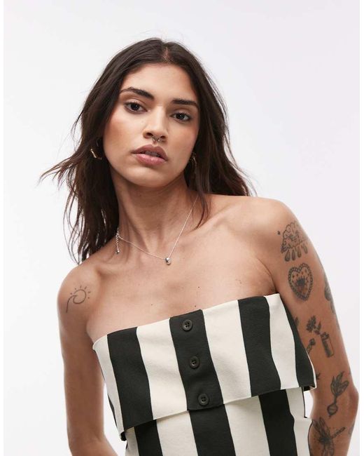 TOPSHOP White Knitted Bandeau Top Co-ord