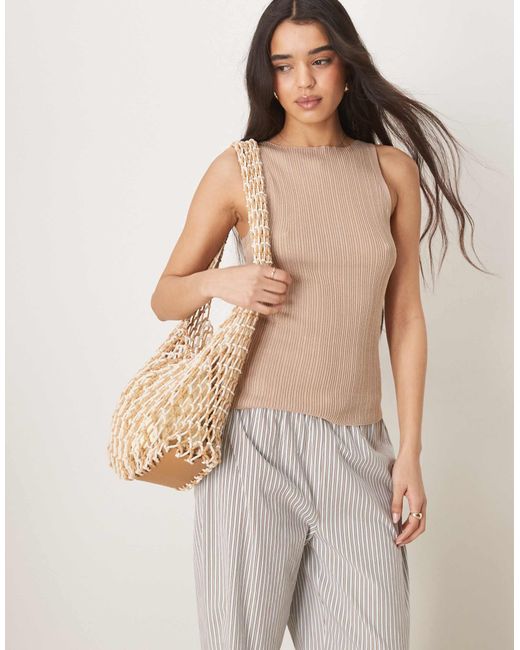 ASOS Natural – camisole-oberteil aus rippstrick