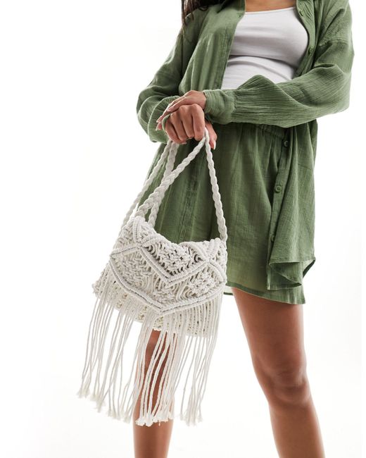 Glamorous Green Crochet Tassel Shoulder Beach Bag