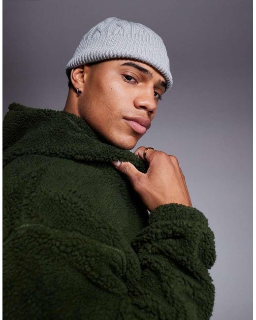 ASOS Oversized Borg Hoodie in Green for Men Lyst UK