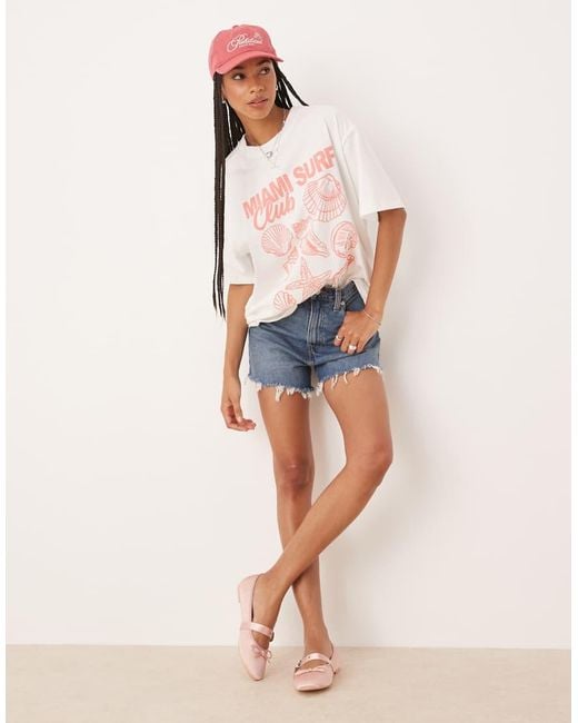 ASOS White Oversized T-shirt With Miami Shell Graphic