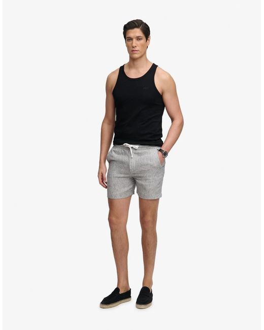 Superdry Black Linen Shorts for men