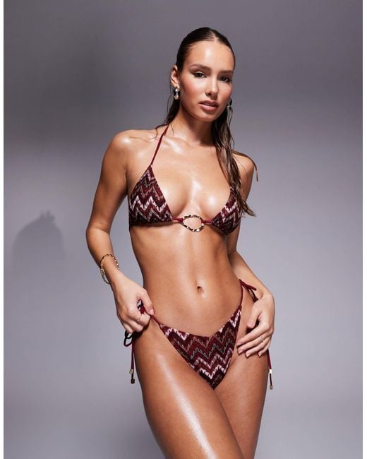 South Beach Gray – bikinihose mit em chevronmuster und seitlichem bindedetail
