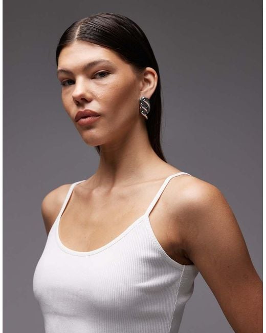 ASOS White Ribbed Cami Tank Top