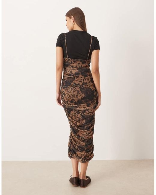 ASOS Natural Double Layered Hybrid T-shirt Midi Dress