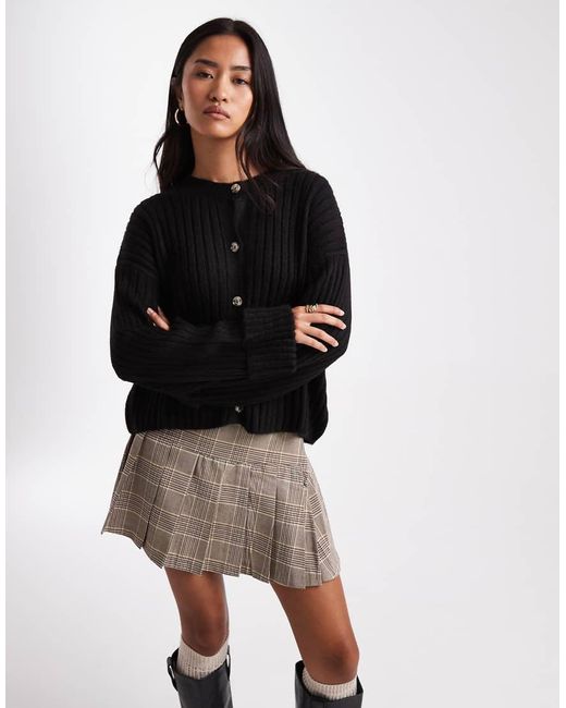 ASOS Black Knitted Cardigan With Turn Up Cuff