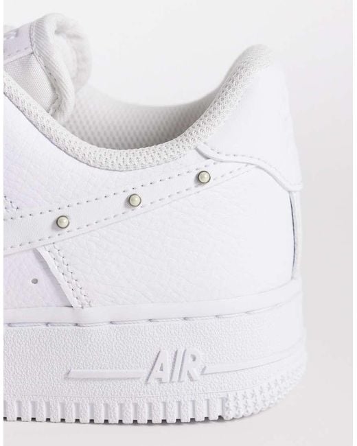 Nike White Air Force 1 '07 Trainers With Pearl Swoosh Detail