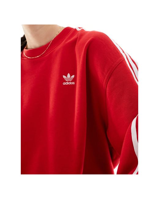 Felpa rossa con tre strisce di Adidas Originals in Red