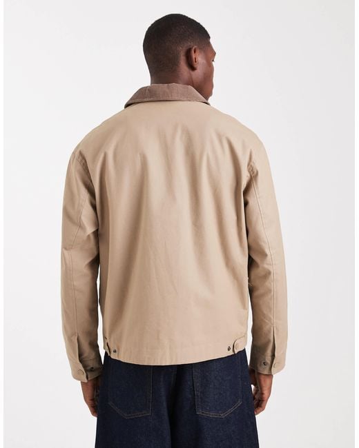 Jack & Jones Natural Worker Jacket With Cord Collar for men