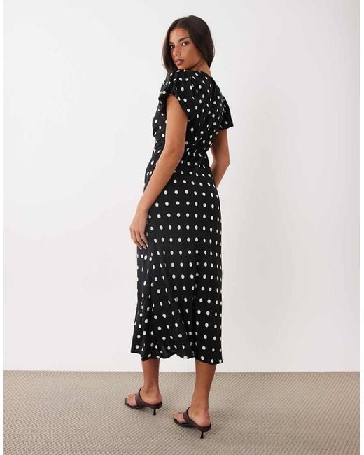 Nobody's Child Black Sicily Puff Sleeve Bias Cut Midi Dress