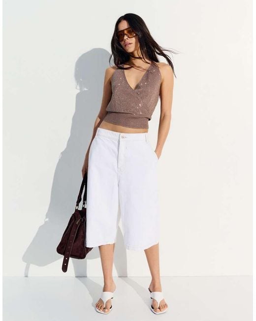 Bershka Brown Shimmery Halter Top