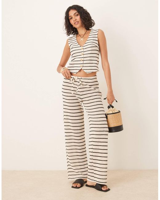 Gina Tricot Natural Co-ord Crochet Straight Leg Trousers