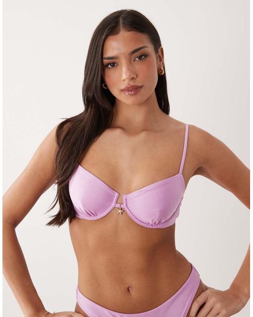Abercrombie & Fitch Pink Balconette Bikini Top With Starfish Pendant Co-Ord