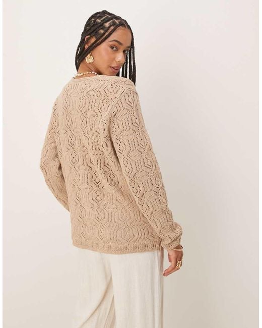 ASOS Natural V Neck Tie Front Cardigan
