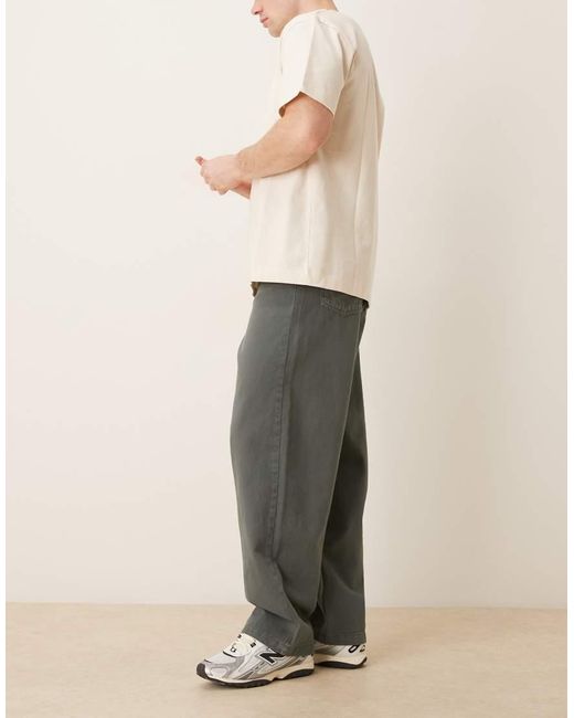 ASOS Natural Loose Twill Trousers for men